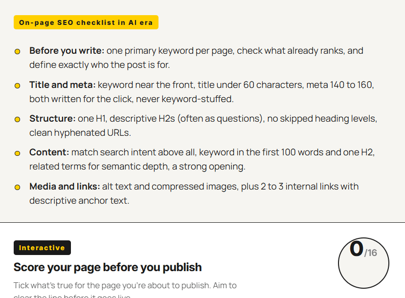 On-Page SEO checklist that is still relevant in 2026